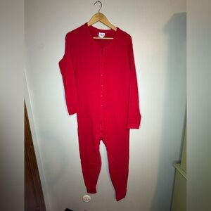 Duofold Red Merino Wool‎ Blend Thermal Union Suit Henley Button Front Men’s M